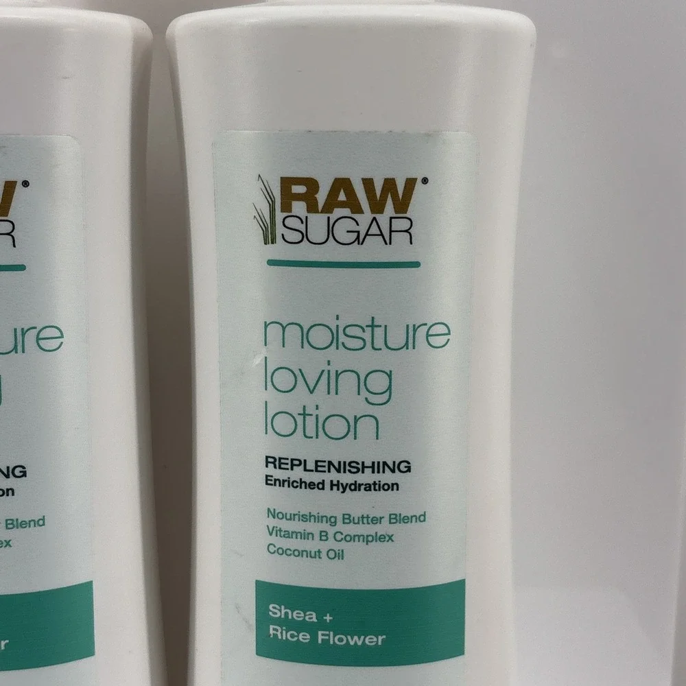2 Raw Sugar Moisture Loving Replenishing Lotion Shea + Rice Flower Coconut Oil